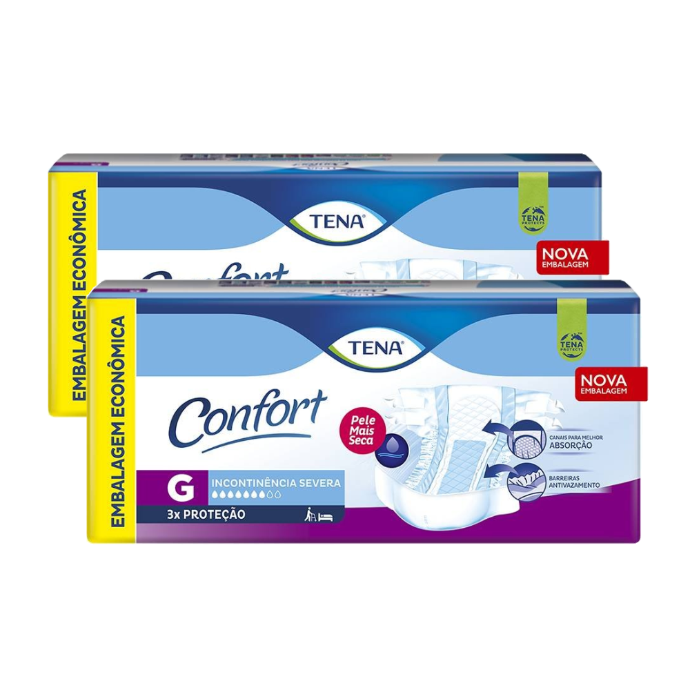 Kit Fralda Geriátrica Tena Confort G 40 Unidades (2 Pacotes Com 20 Unidades Cada)
