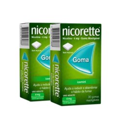 Kit Goma Mastigável Nicorette Icemint 4mg 60 Unidades (2 Caixas Com 30 Unidades Cada)