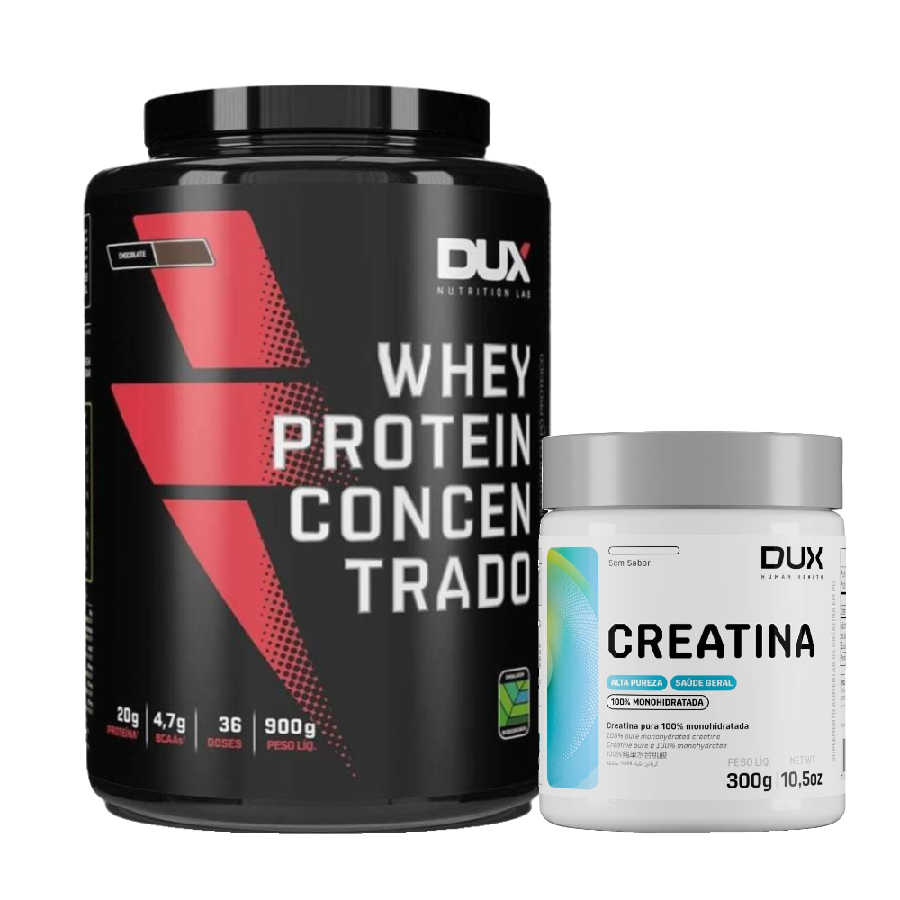 Kit Dux Nutrition Creatina Monohidratada 300g + Whey Protein Concentrado Chocolate 900g