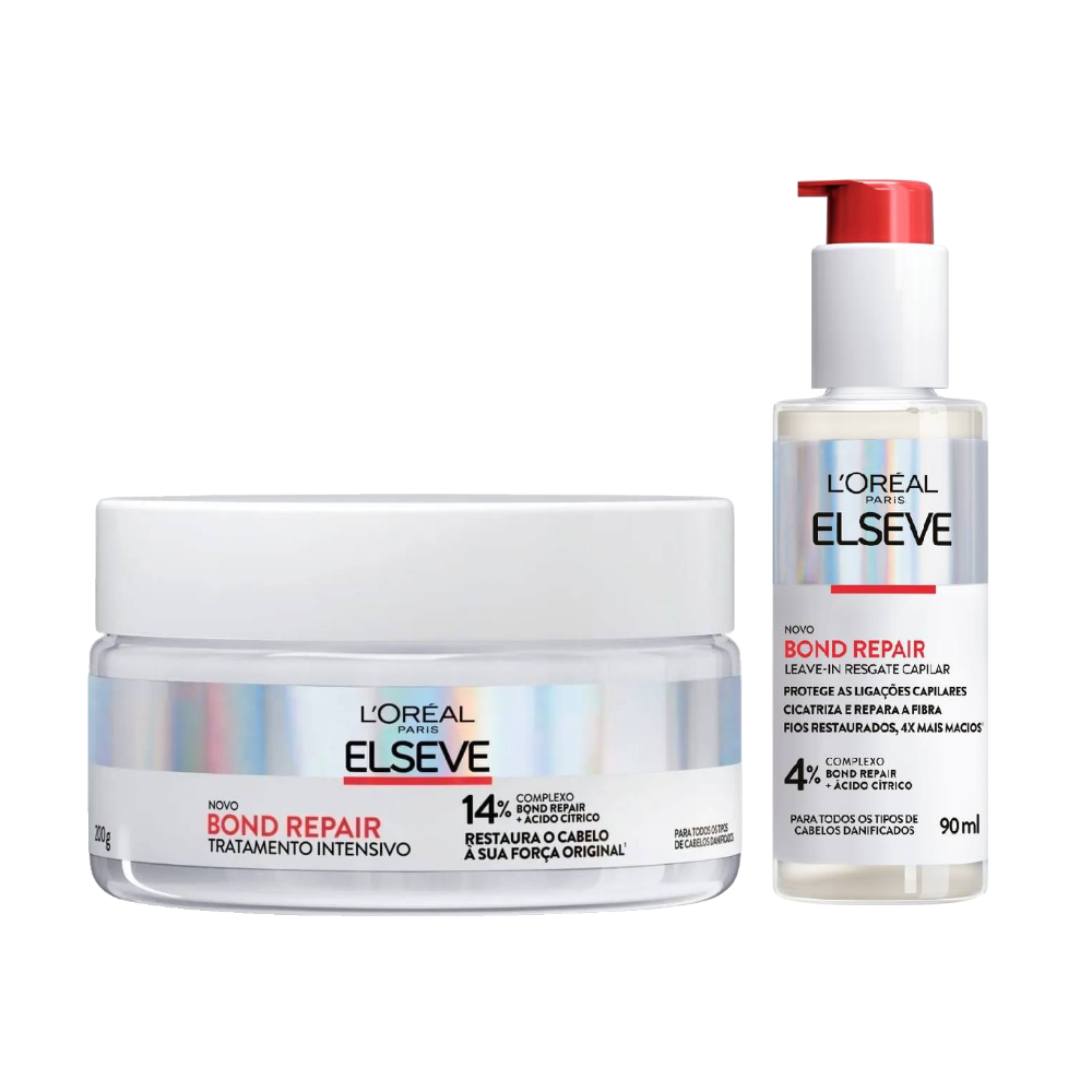 Kit Elseve Máscara De Tratamento Capilar L'oreal Paris Bond Repair 200g + Leave In Capilar 90ml