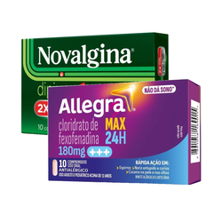 Kit Antialérgico Allegra 180mg 10 Comprimidos + Analgésico E Antitérmico Novalgina Dipirona 1g 10 Comprimidos