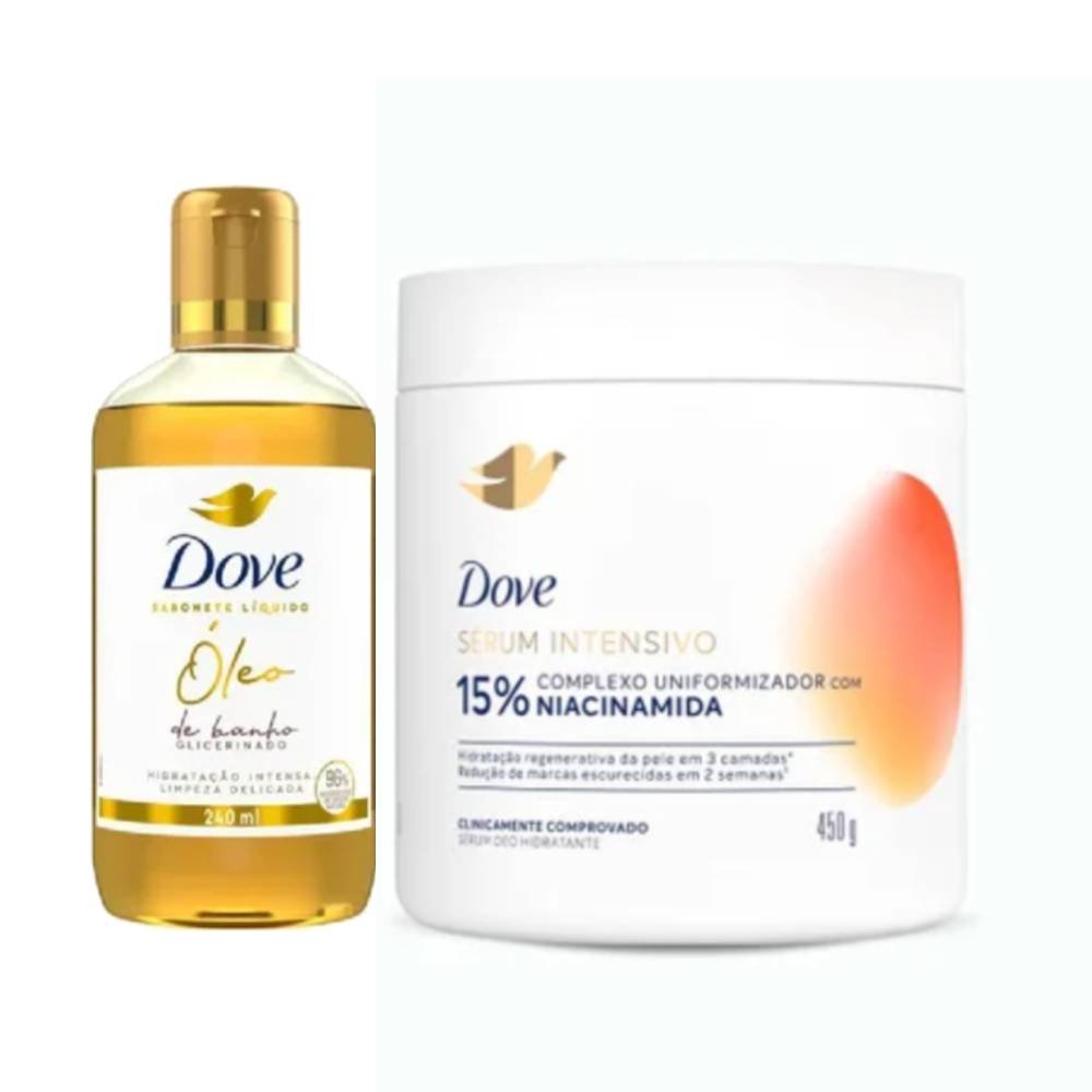 Kit Dove Sérum Hidratante Corporal Niacinamida 450g + Sabonete Líquido Óleo De Banho Glicerinado 240ml