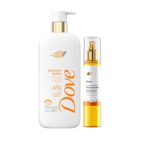 Kit Dove Sabonete Líquido Corporal Radiant Glow 547Ml + Óleo Sérum Em Spray Corporal Tom Uniforme 150Ml