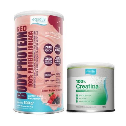 Kit Equaliv Body Protein Frutas Vermelhas 600g Grátis Creatina 150g