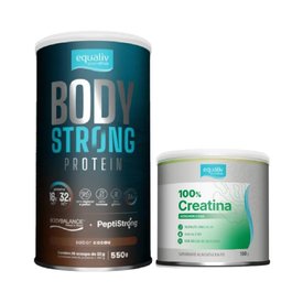 Kit Equaliv Suplemento Proteico Body Strong Protein Cacau 550g Grátis Creatina 150g