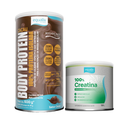 Kit Equaliv Body Protein Cacau 600g Grátis Creatina 150g