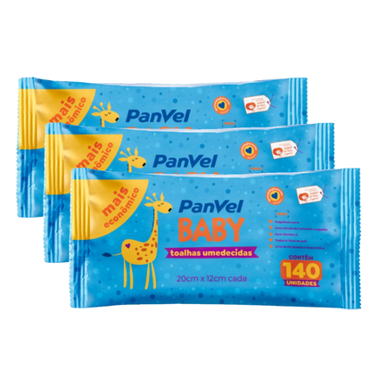Kit Lenços Umedecidos Panvel Baby 3 unidades