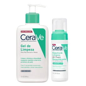 Kit Cerave Gel De Limpeza Facial Pele Normal A Oleosa 340G + Espuma De Limpeza Facial Air Foam 148Ml