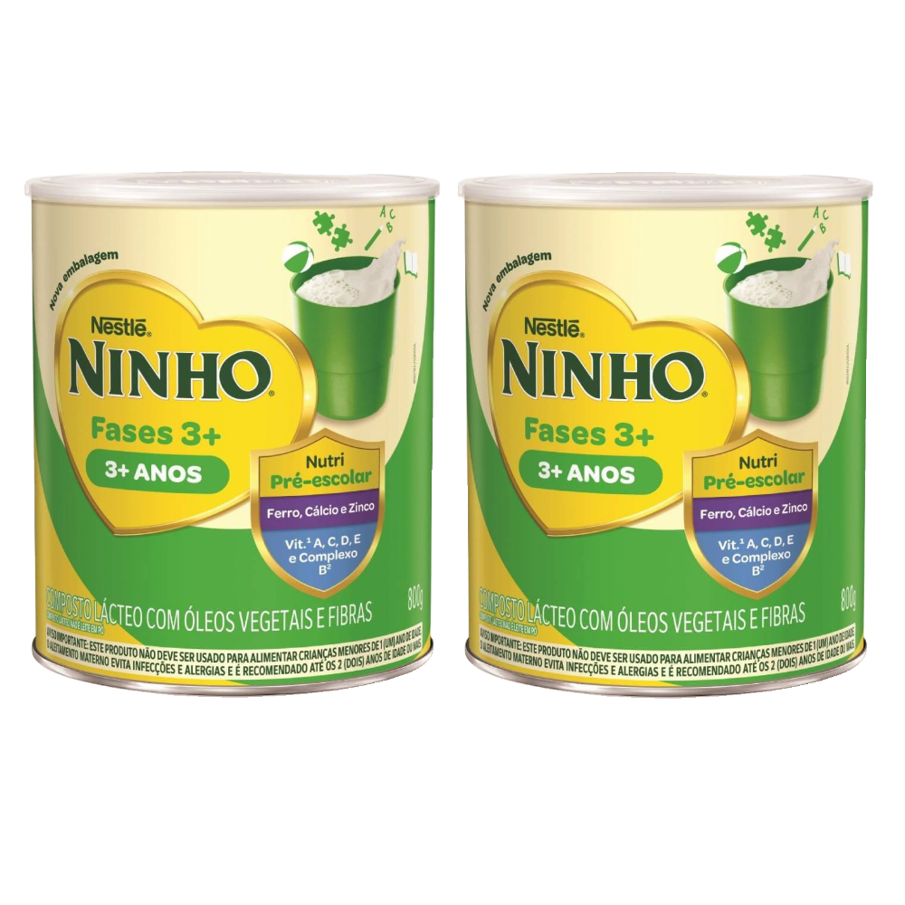 Kit Composto Lácteo Ninho Fases 3+ 800g 2 Unidades