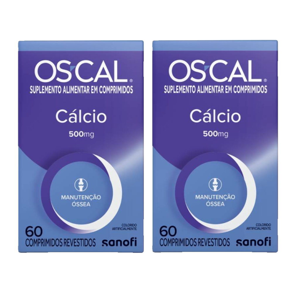 Kit Suplemento Alimentar Os Cal Cálcio 500mg 60 Comprimidos Revestidos 2 Unidades