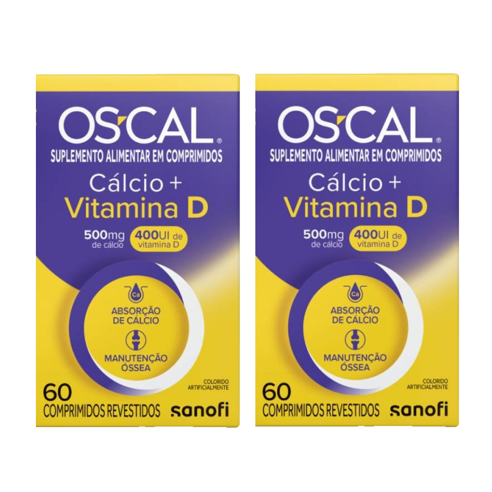 Kit Suplemento Alimentar Os Cal Cálcio 500mg + Vitamina D 400ui 60 Comprimidos Revestidos 2 Unidades