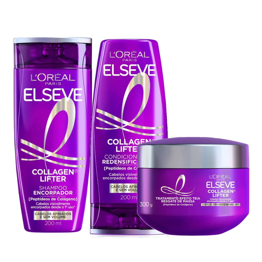 Kit Elseve Condicionador Collagen Lifter 200ml + Shampoo Collagen Lifter 200ml + Máscara De Tratamento Collagen Lifter 300g