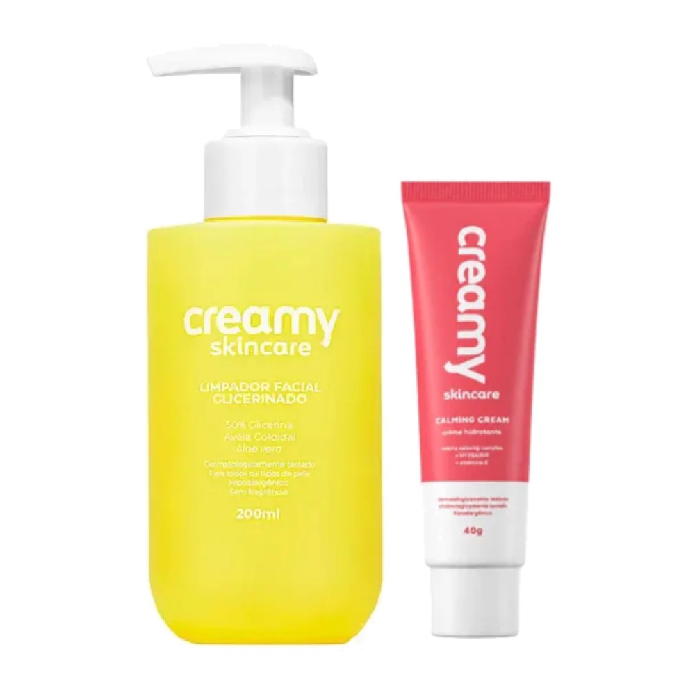 Kit Creamy Gel Creme Hidratante Calming Cream 40g + Limpador Facial Glicerinado 200ml