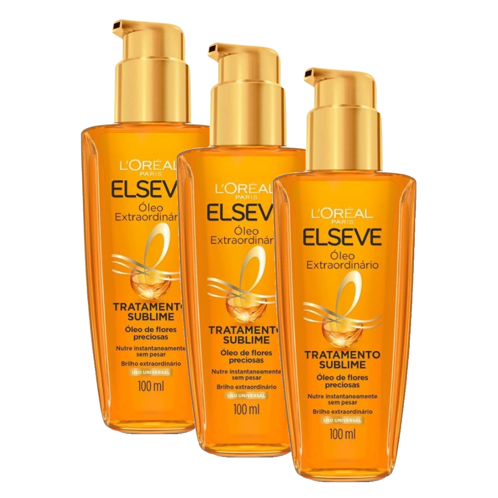 Kit Óleo Extraordinário Capilar Elseve Tratamento Reconstrutor L'oréal Paris 100ml 3 Unidades