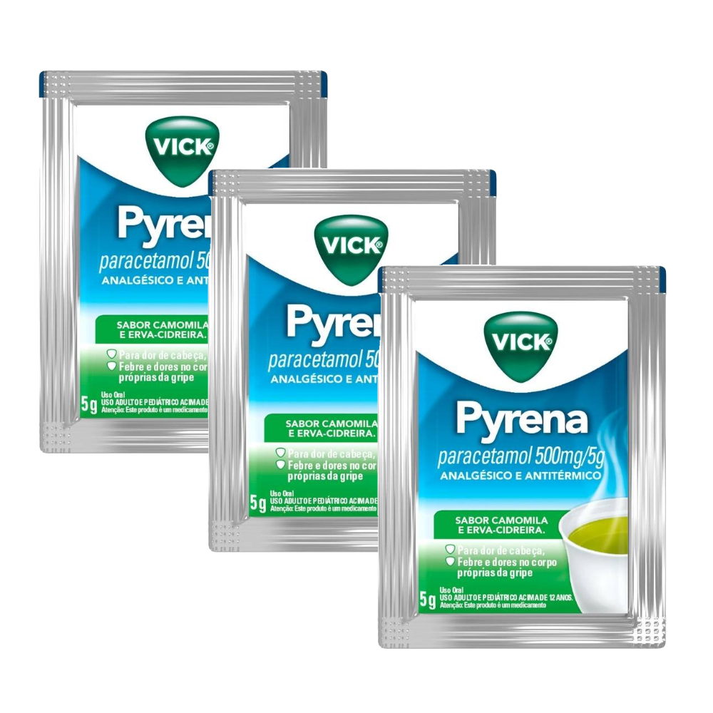 Kit Chá Para Gripe Vick Pyrena Sabor Camomila 5g 3 Unidades