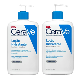 Kit Hidratante Corporal Cerave Loção Ácido Hialurônico Ceramidas Para Pele Seca 473Ml 2 unidades