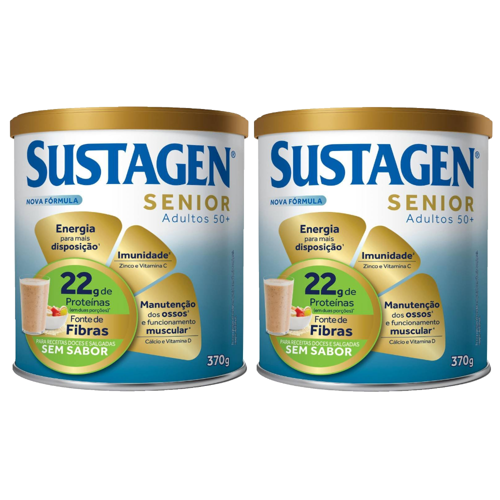 Kit Complemento Alimentar Sustagen Senior Sem Sabor Lata 370g 2 Unidades