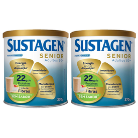 Kit Complemento Alimentar Sustagen Senior Sem Sabor Lata 370G 2 unidades
