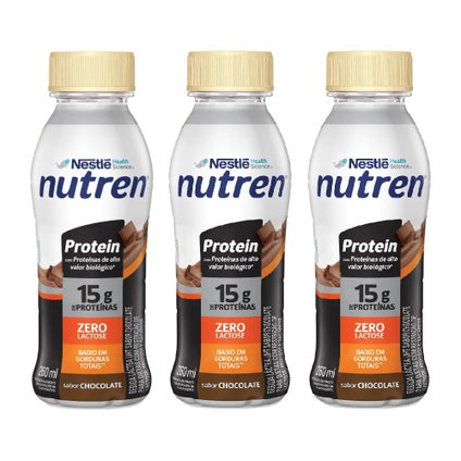 Kit Bebida Láctea Nutren Protein Chocolate 15G 260Ml 3 unidades