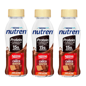 Kit Bebida Láctea Nutren Protein Choco Wafer 15G 260Ml 3 unidades