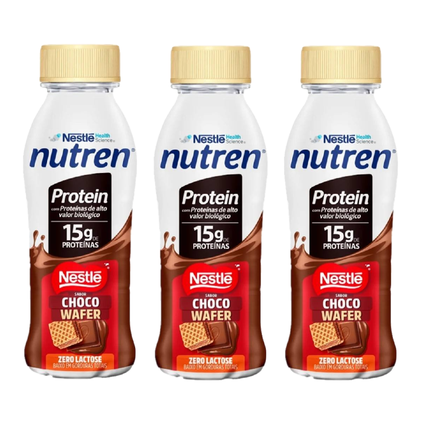 Kit Bebida Láctea Nutren Protein Choco Wafer 15G 260Ml 3 unidades