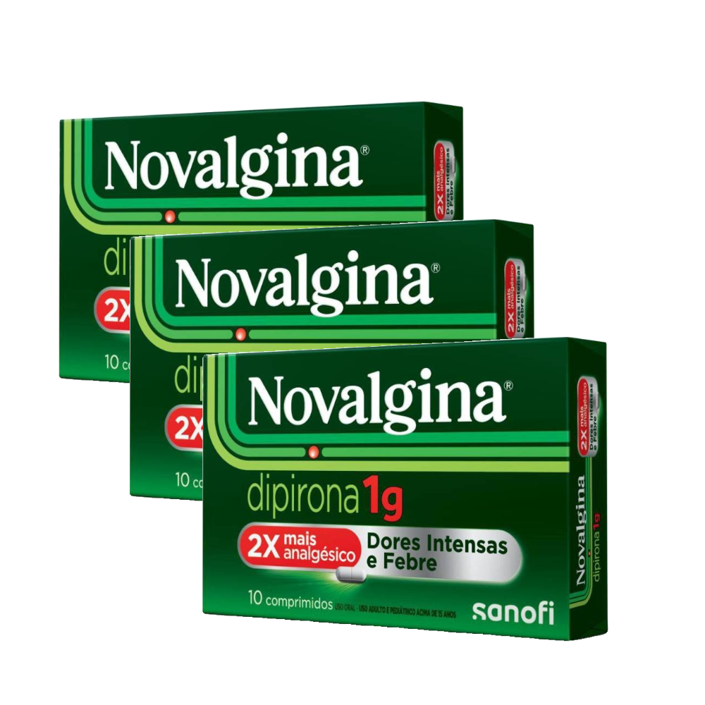 Kit Analgésico E Antitérmico Novalgina Dipirona 1g 10 Comprimidos 3 Unidades
