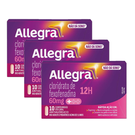 Kit Antialérgico Allegra 60Mg Com 10 Comprimidos 3 unidades