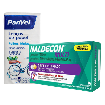 Naldecon Multi Paracetamol 800Mg + Cloridrato Fenilefrina 20Mg 16 Comprimidos Grátis Lenços De Papel Panvel Com 10 Unidades