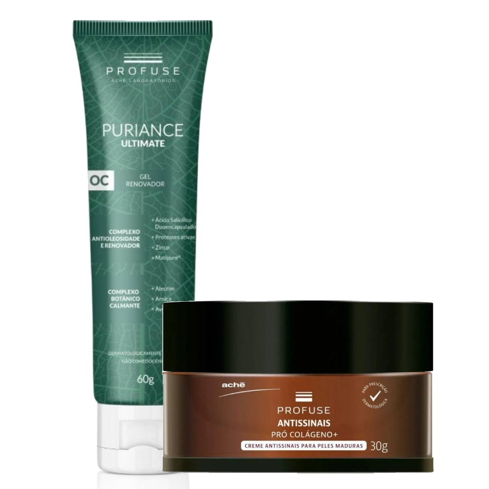 Kit Creme Facial Antissinais Pró Colágeno+ 30g Grátis Profuse Gel Renovador Puriance Ultimate 60g