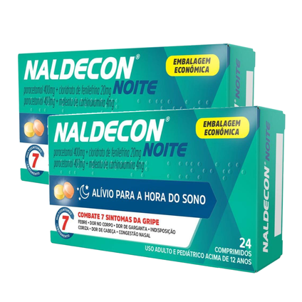 Kit Naldecon Noite Paracetamol 800Mg + Cloridrato De Fenilefrina 20Mg 24 Comprimidos 2 unidades