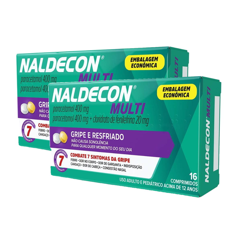 Kit Naldecon Multi Paracetamol 800mg + Cloridrato Fenilefrina 20mg 16 Comprimidos 2 Unidades