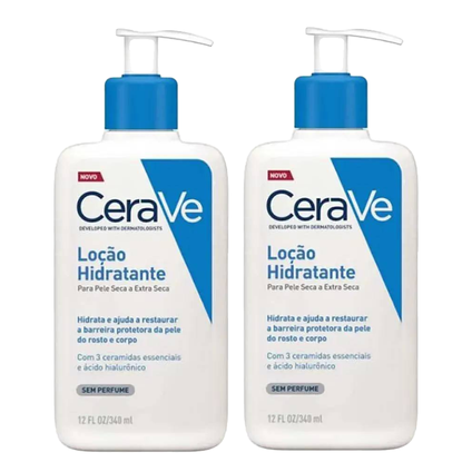 Kit Creme Hidratante Corporal Cerave Ácido Hialurônico Ceramidas Para Pele Seca 340Ml 2 unidades