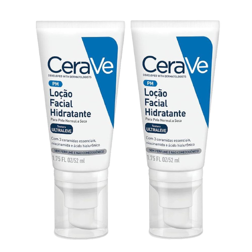 Kit Loção Hidratante Facial Cerave Hialurônico Niacinamida Para Pele Normal A Seca 52ml 2 Unidades