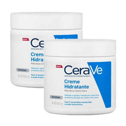 Kit Creme Hidratante Corporal Cerave Ácido Hialurônico Ceramidas Para Pele Seca 454G 2 unidades