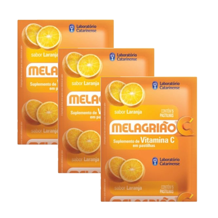 Kit Pastilha Melagrião Vitamina C Laranja 5 Pastilhas 2 unidades