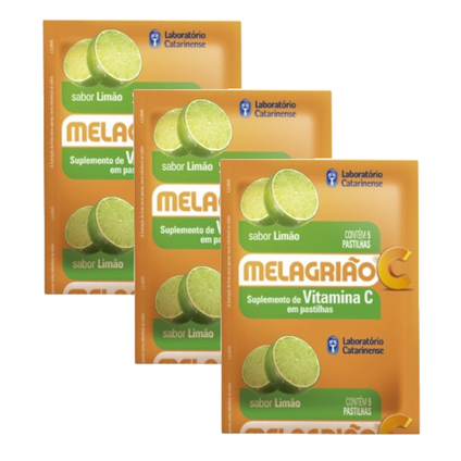 Kit Pastilha Melagrião Vitamina C Limão 5 Unidades 3 unidades