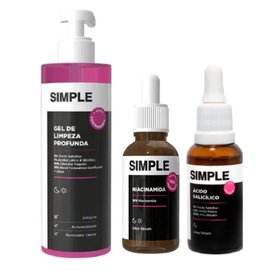 Kit Simple Sérum Facial Niacinamida 30Ml + Gel De Limpeza Facial Organic Profunda 350G + Sérum Facial Ácido Salicílico 30Ml