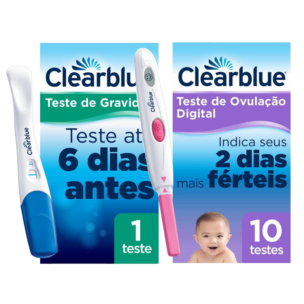 Kit Clearblue Teste De Ovulação Digital 10 Unidades + Teste De Gravidez Resultado 6 Dias Antes 1 Unidade