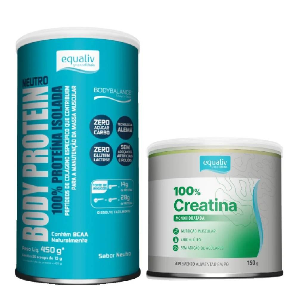 Kit Equaliv Body Protein Neutro 450g Grátis Creatina 100% Monohidratada 150g