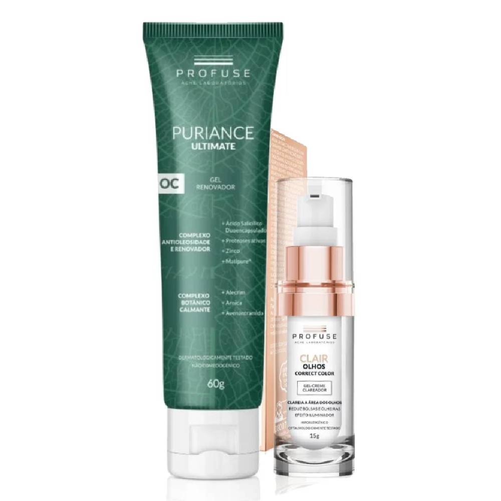 Kit Profuse Creme Clareador Clair Olhos Correct Color 15g Grátis Gel Renovador Puriance Ultimate 60g 