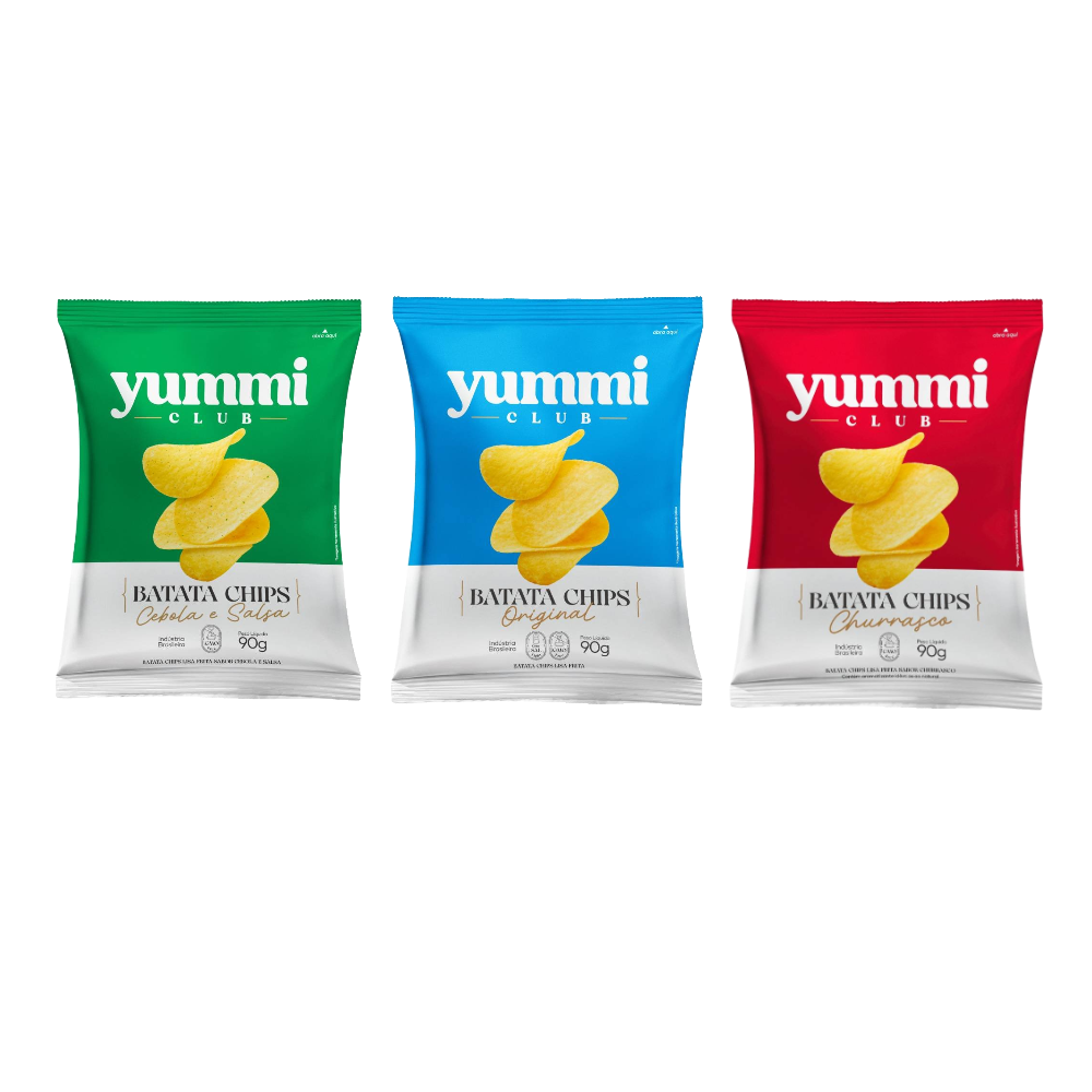 Kit Panvel Chips De Batata Original Yummi Club 90g + Chips De Batata Cebola E Salsa Yummi Club 90g + Chips De Batata Churrasco Yummi Club 90g