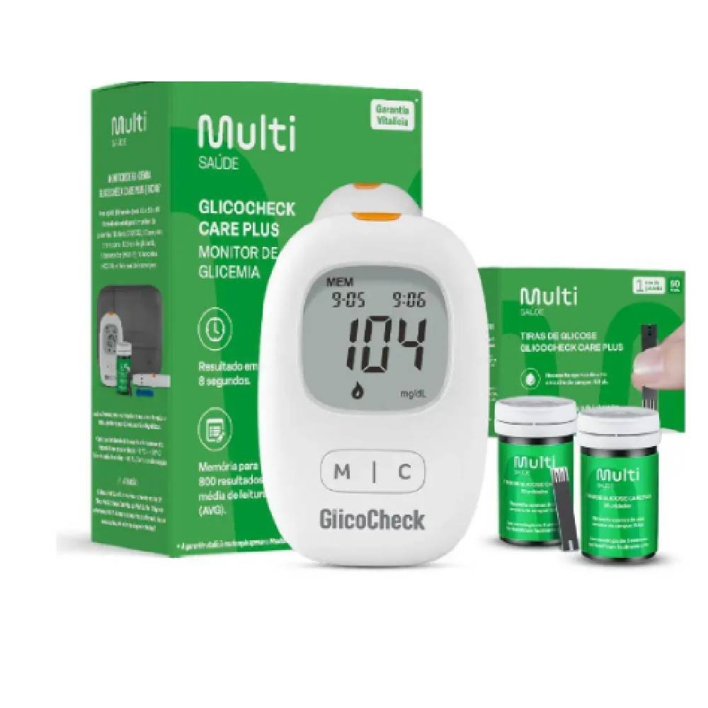 Kit Multilaser Monitor De Glicemia Glicocheck Hc487 + Tiras Para Glicemia Glicocheck Hc489 50 Unidades