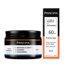 Kit Principia Protetor Solar Facial Ps 01 Fps 60 40ml + Creme Hidratante Facial Ch 01 50g