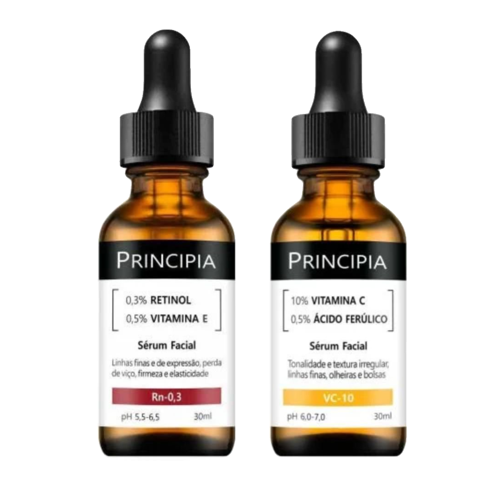 Kit Principia Sérum Facial Anti Idade Rn 0,3 Retinol 0,3% 30ml + Sérum Facial Antioxidante Vc 10 30ml