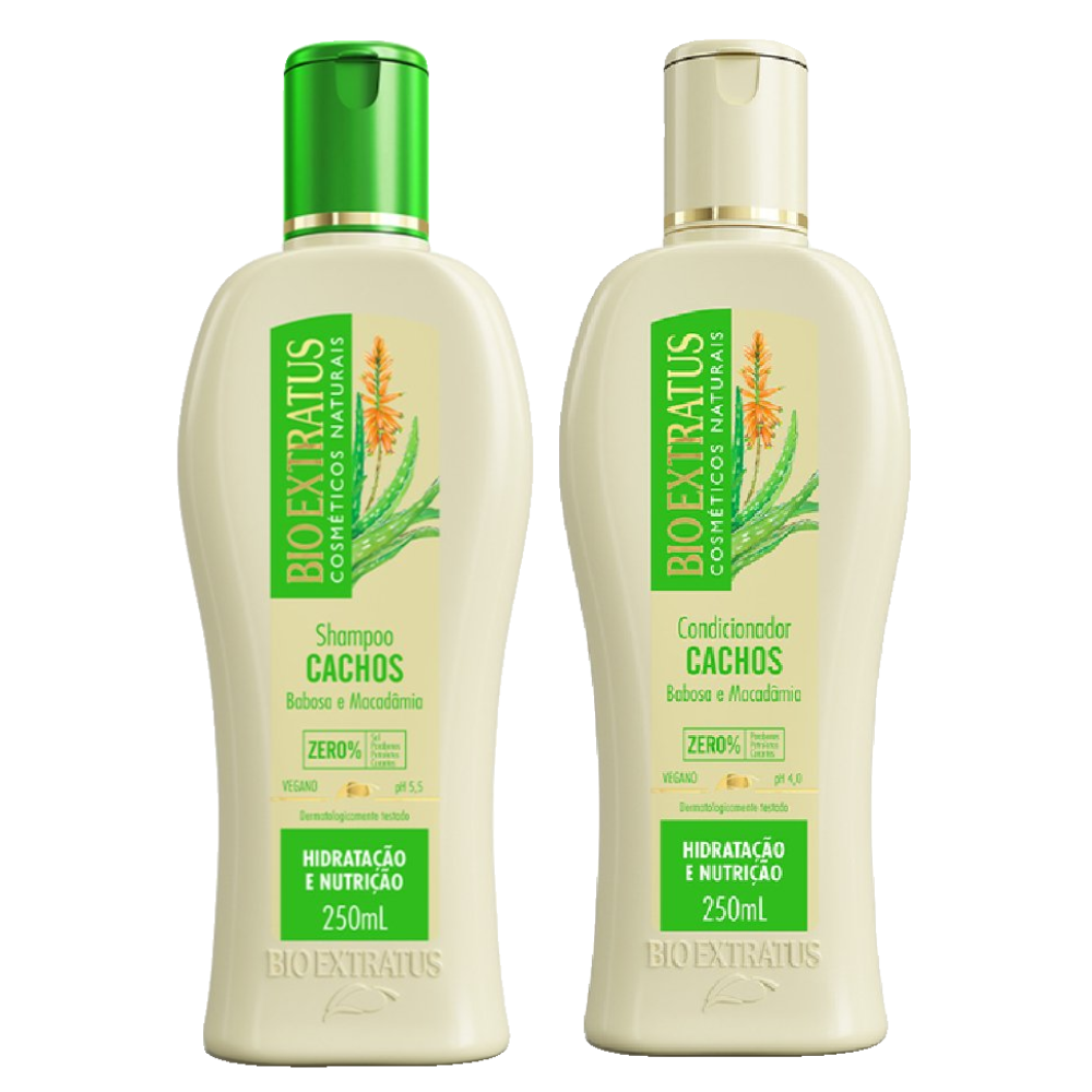 Kit Bio Extratus Shampoo Cachos 250ml + Condicionador Cachos 250ml