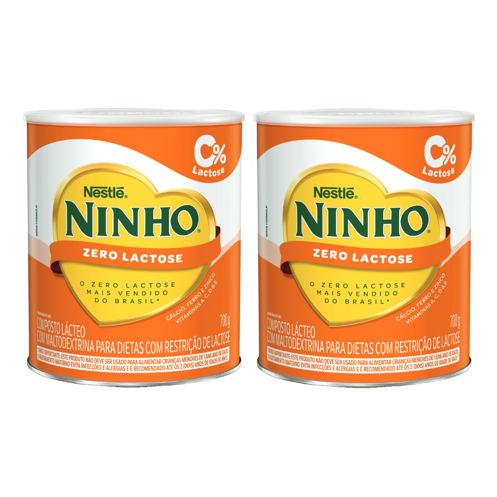 Kit Composto Lácteo Ninho Zero Lactose Lata 700g 2 Unidades