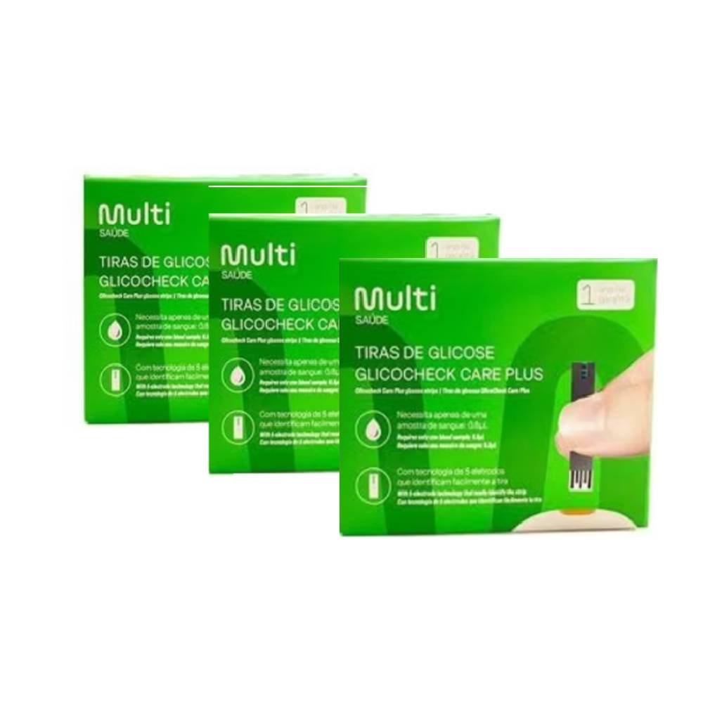 Kit Multilaser Glicocheck Tiras Para Glicemia 150 Unidades (3 Caixas Com 50 Tiras)