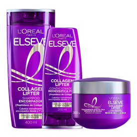 Kit Elseve Shampoo Collagen Lifter 400Ml + Máscara De Tratamento 300G + Condicionador 200Ml