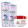 Kit Elseve Shampoo Pure Hialurônico 200Ml + Creme De Tratamento 300G + Shampoo 400Ml