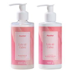 Kit Panvel Sabonete Líquido Leite De Cabra 200ml + Loção Desodorante Hidratante Leite De Cabra 180g